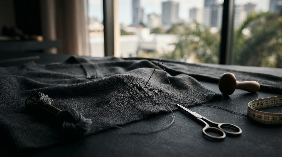 Invisible Repair for Moth Damage on a Merino Wool Cardigan in Brisbane CBD